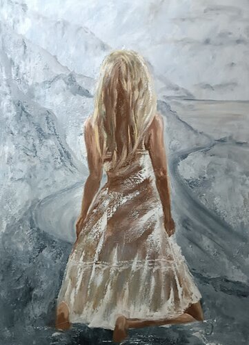 Waiting, Mountain road. van IRINA OLEYNIK, Schilderij te koop op Singulart