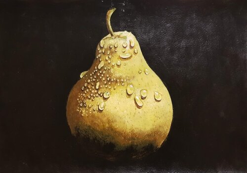 Drawing of a pear, Still life. van IRINA OLEYNIK, Schilderij te koop op Singulart