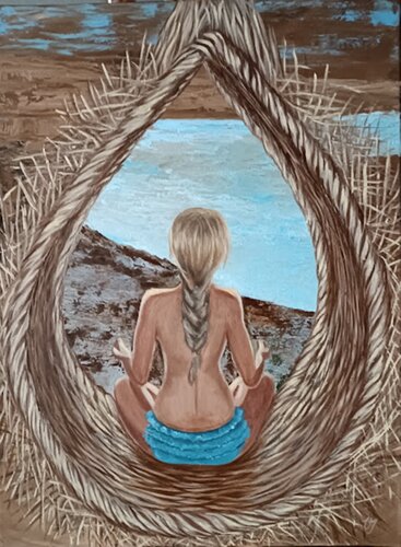 Painting Meditation, peace of her soul. van IRINA OLEYNIK, Schilderij te koop op Singulart