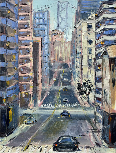 San Francisco and the Bay Bridge van Lisa Elley, Schilderij te koop op Singulart