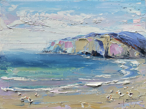 A Quiet Morning at the Beach van Lisa Elley, Schilderij te koop op Singulart