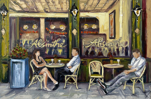 A Cafe in San Francisco di Lisa Elley, Pittura in vendita su Singulart