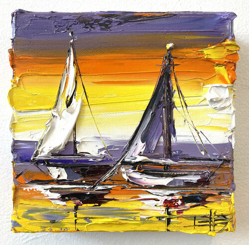 Tangerine Sunset van Lisa Elley, Schilderij te koop op Singulart