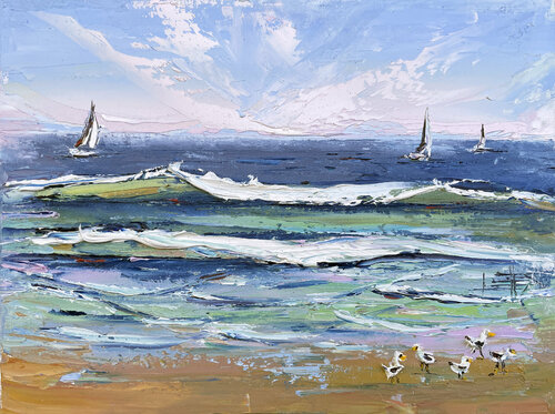 Summer in the Monterey Bay di Lisa Elley, Pittura in vendita su Singulart