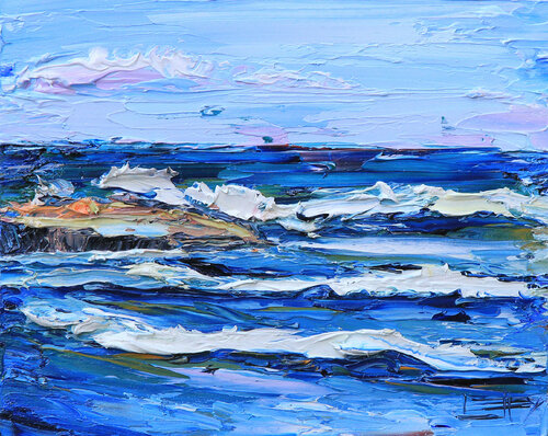 A day at Pescadero Beach di Lisa Elley, Pittura in vendita su Singulart