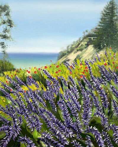 The Story of big Sur van Lisa Elley, Schilderij te koop op Singulart