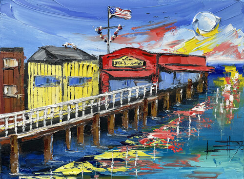 Fisherman's Wharf van Lisa Elley, Schilderij te koop op Singulart
