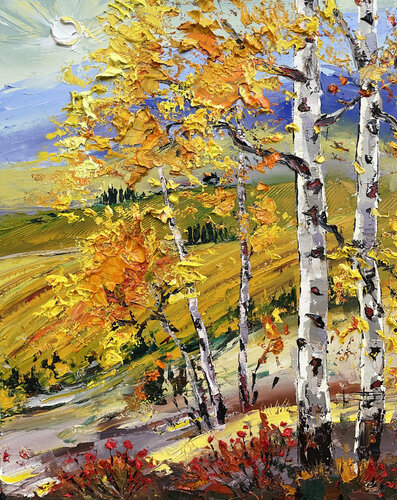 Birch and Wine di Lisa Elley, Pittura in vendita su Singulart