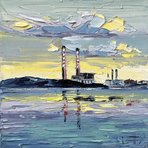 Moss Landing near Monterey and Santa Cruz, California van Lisa Elley, Schilderij te koop op Singulart