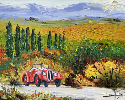 A Drive in Wine Country di Lisa Elley, Pittura in vendita su Singulart