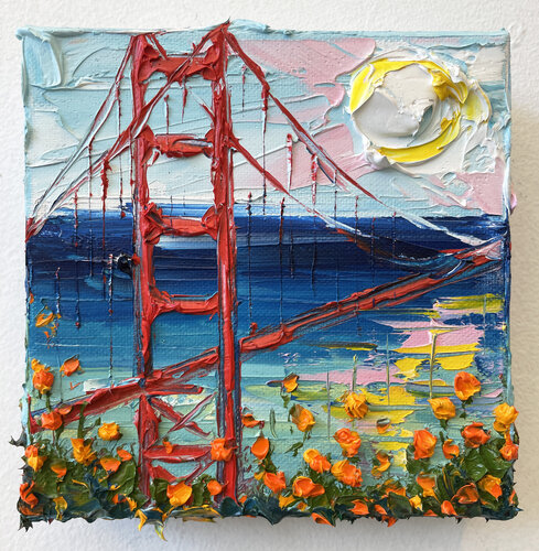 Poppies at the Golden Gate van Lisa Elley, Schilderij te koop op Singulart