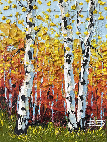 Three Birches di Lisa Elley, Pittura in vendita su Singulart