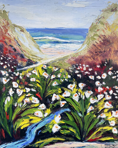 Big Sur Lilies II van Lisa Elley, Schilderij te koop op Singulart