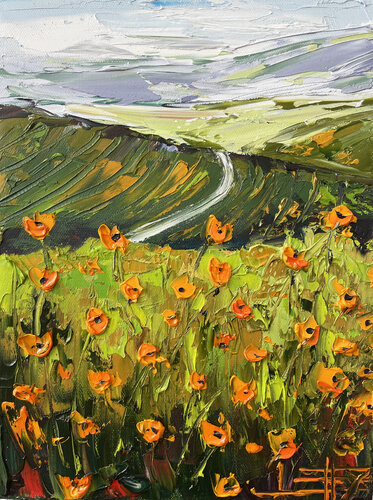 Poppies and Vines van Lisa Elley, Schilderij te koop op Singulart