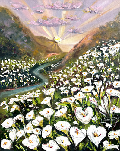 Cala Lily Valley di Lisa Elley, Pittura in vendita su Singulart