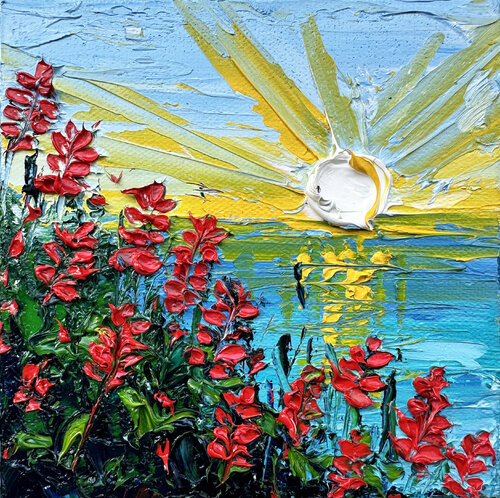 Lilies at La Jolla van Lisa Elley, Schilderij te koop op Singulart