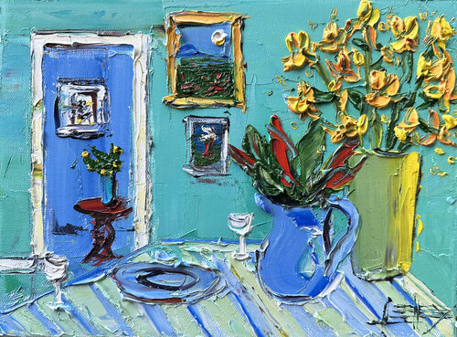 Periwinkle and Butterscotch van Lisa Elley, Schilderij te koop op Singulart