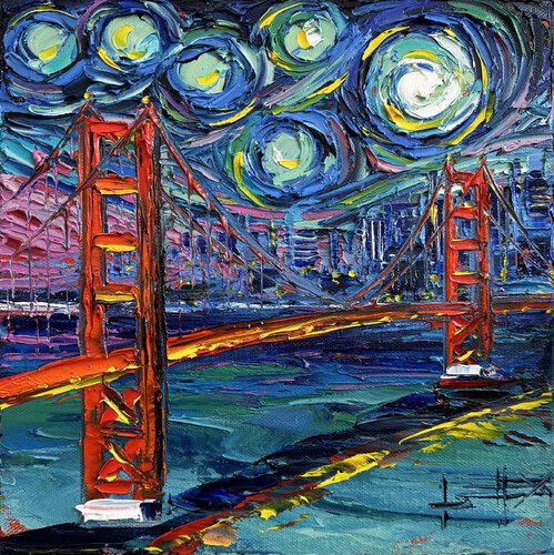 Golden Gate Skies van Lisa Elley, Schilderij te koop op Singulart