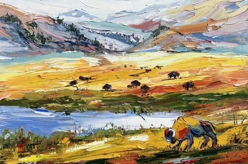 Colors of Yellowstone van Lisa Elley, Schilderij te koop op Singulart