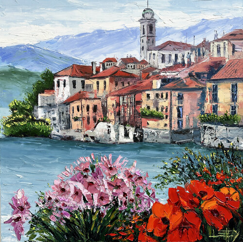 Lake Como Serenity van Lisa Elley, Schilderij te koop op Singulart