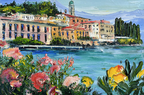 Colorful Lake Como van Lisa Elley, Schilderij te koop op Singulart