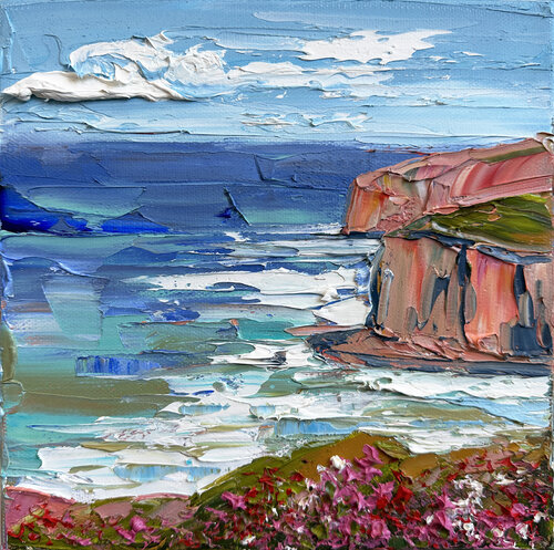 Colorful Coastal Cliffs van Lisa Elley, Schilderij te koop op Singulart