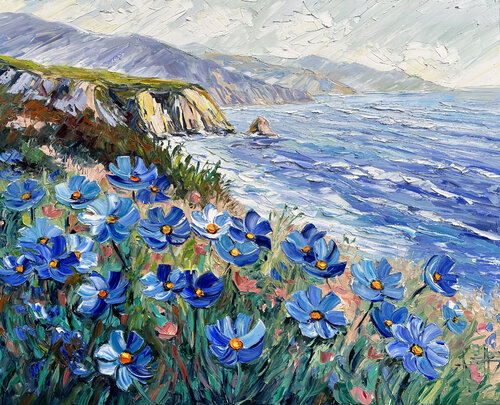 Blue Ocean Reverie van Lisa Elley, Schilderij te koop op Singulart