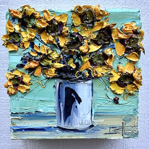 Sunflower Vase van Lisa Elley, Schilderij te koop op Singulart