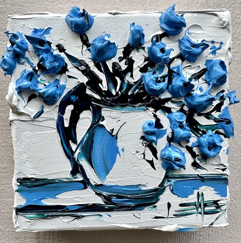 Wildflowers in Blue by Lisa Elley, Painting for Sale on Singulart