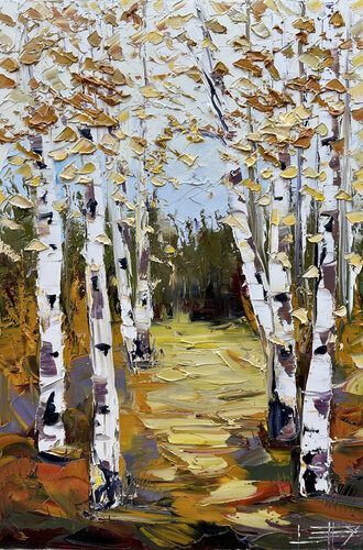 Path of Gold van Lisa Elley, Schilderij te koop op Singulart