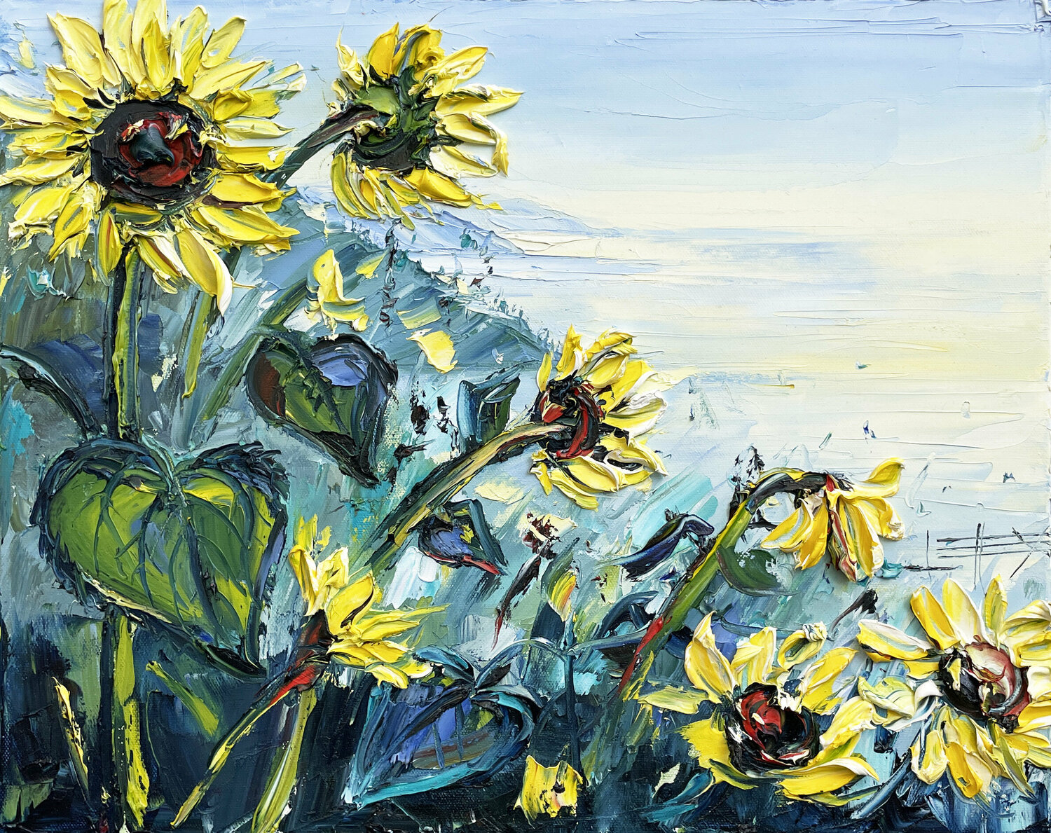 Sunflowers over the Ocean Lisa Elley
