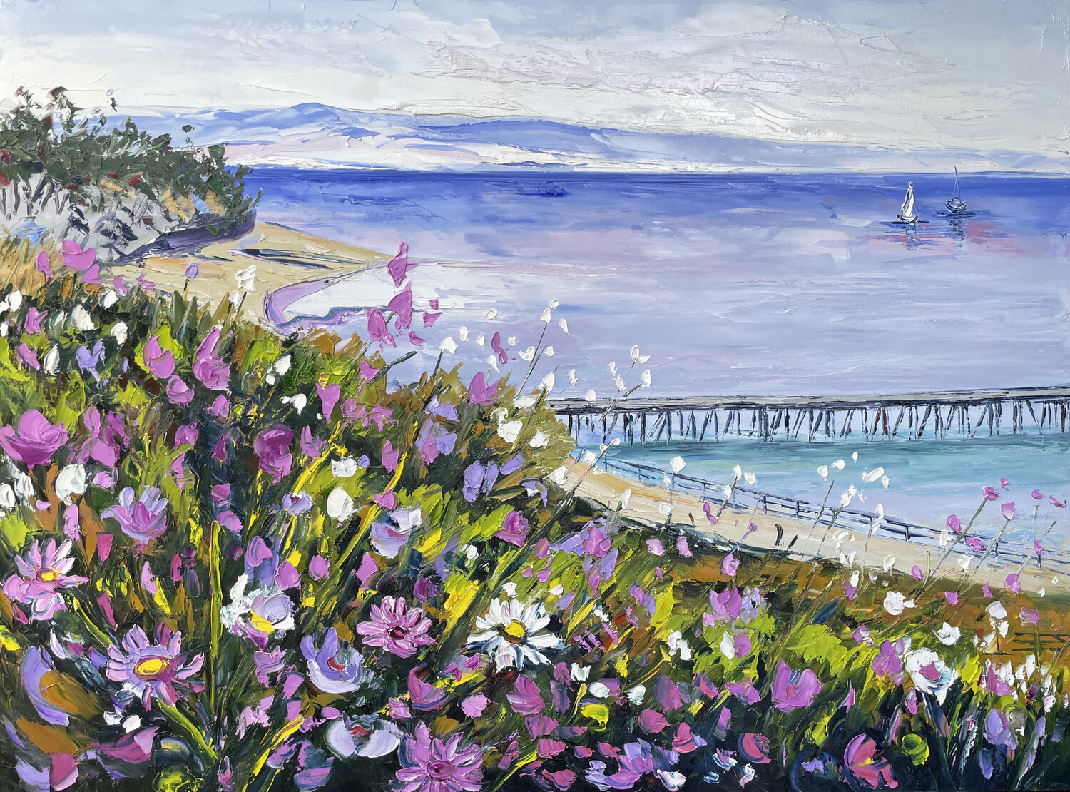 Wildflowers of my Heart II Lisa Elley Dipinto originale in vendita