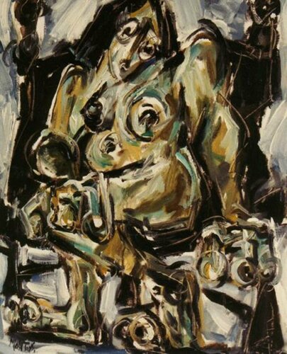 012-Desnudo en silla par Carlos Montoya, Peinture en vente sur Singulart