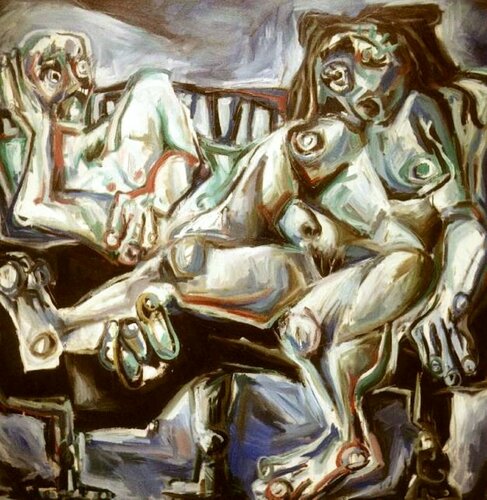 056-Pareja reposando von Carlos Montoya, Malerei kaufen auf Singulart