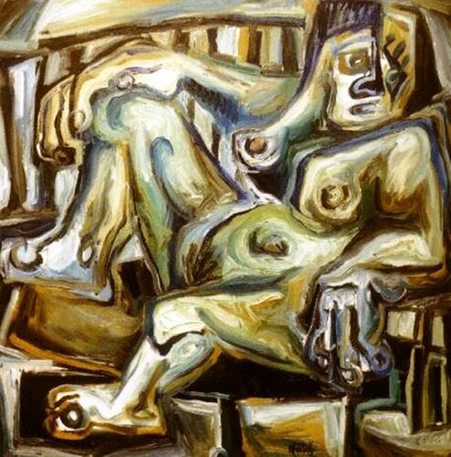 075-Desnudo en sillón von Carlos Montoya, Malerei kaufen auf Singulart
