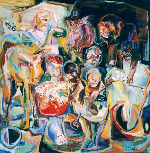 133-La familia de la granja van Carlos Montoya, Schilderij te koop op Singulart