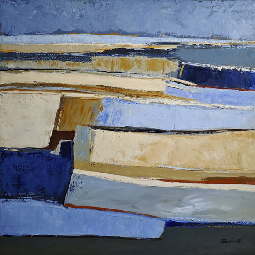 Méandres de bleu et sable de Sophie Dumont, Pintura a la venta en Singulart