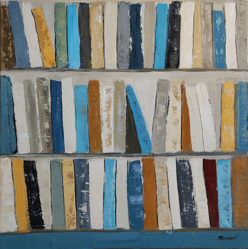 la bibliothèque d'azur par Sophie Dumont, Peinture en vente sur Singulart