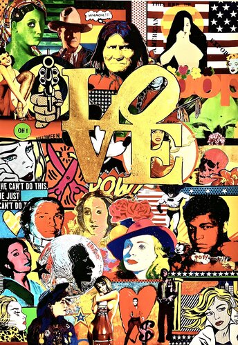 POP PETIT LOVE DORÉ von jo y posso, Malerei kaufen auf Singulart