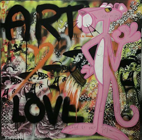 Street panthère rose de Fabienne Dagnet, Pintura a la venta en Singulart