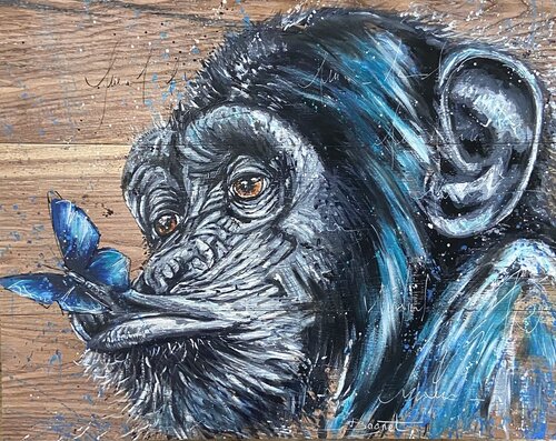 The butterfly monkey impression fine art by Fabienne Dagnet, Print for Sale on Singulart
