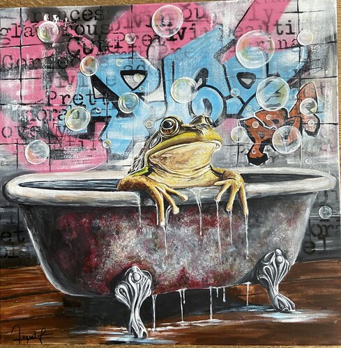 Funny frog de Fabienne Dagnet, Pintura a la venta en Singulart