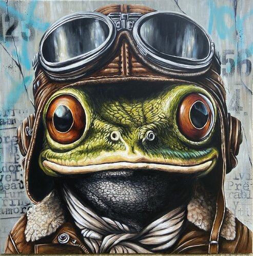 Funny frog 2 de Fabienne Dagnet, Pintura a la venta en Singulart
