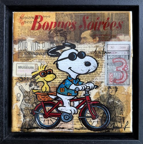 Snoopy bike by Fabienne Dagnet, Painting for Sale on Singulart