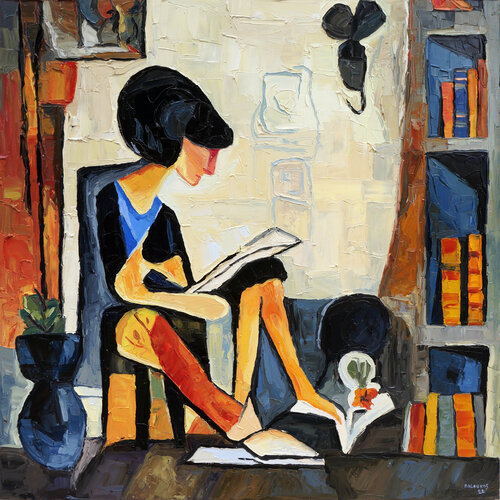 The Quiet Reader par Christos Baloukos, Peinture en vente sur Singulart