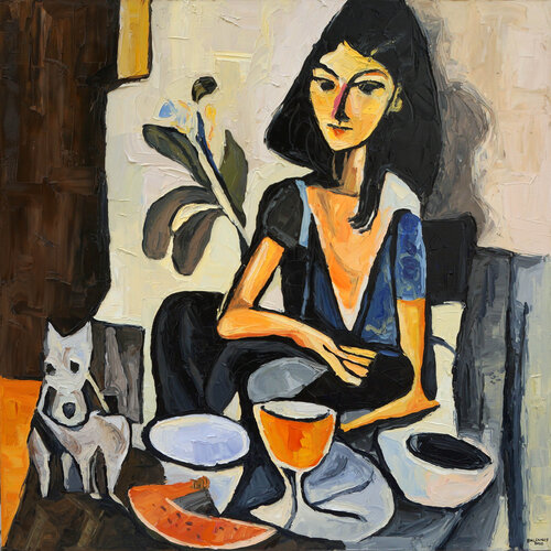 Quiet Company van Christos Baloukos, Schilderij te koop op Singulart