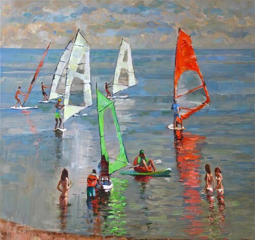 Windsurfing. par Lara Vald, Peinture en vente sur Singulart