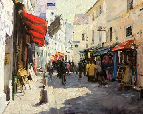 Walk through the old town. by Lara Vald, Painting for Sale on Singulart