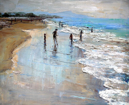 Beach at sunset. by Lara Vald, Painting for Sale on Singulart