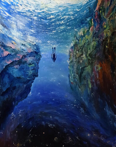 Diving into the sea depths. by Lara Vald, Painting for Sale on Singulart